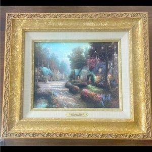 Limited edition Thomas Kinkade painter of light canvas Cobblestone lane 1